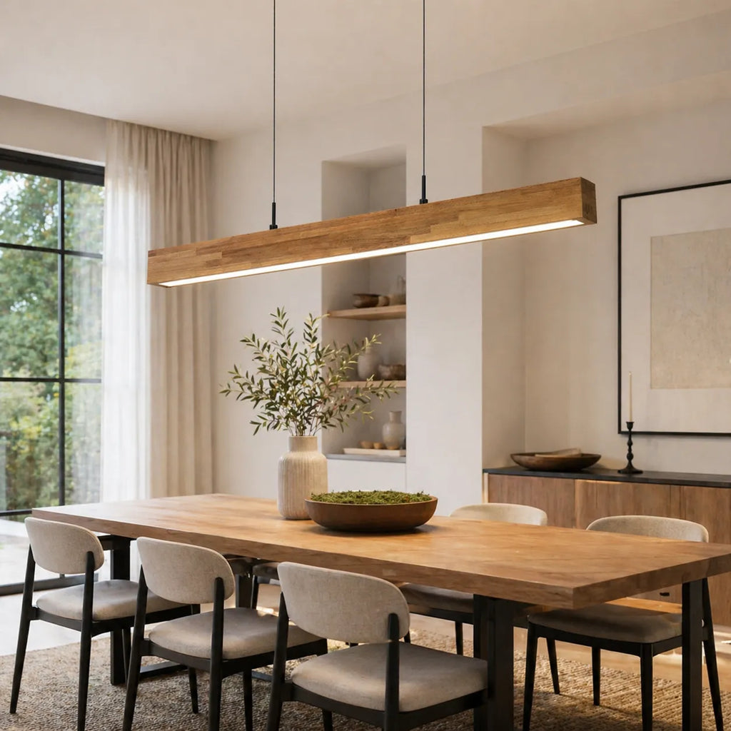 Leonie Minimalist Wood Linear Dimmable LED Pendant Light