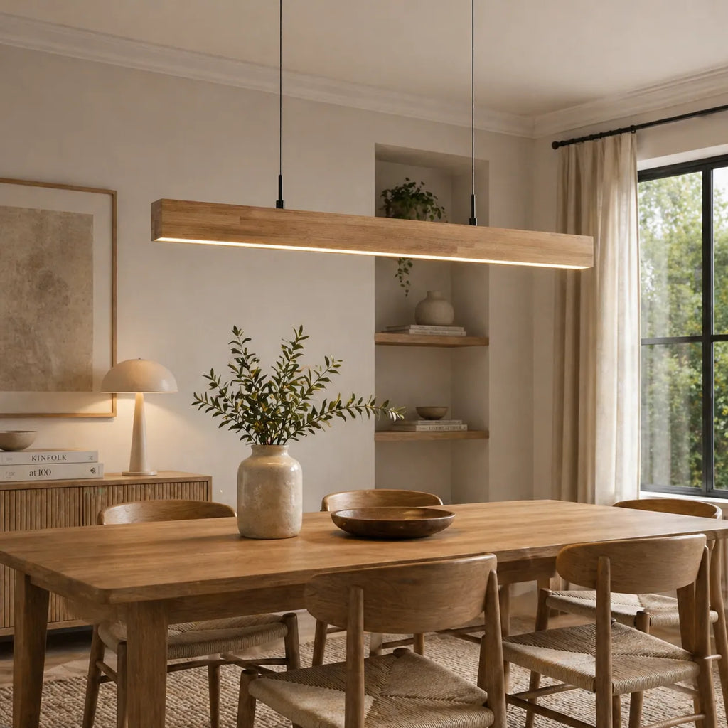 Leonie Minimalist Wood Linear Dimmable LED Pendant Light