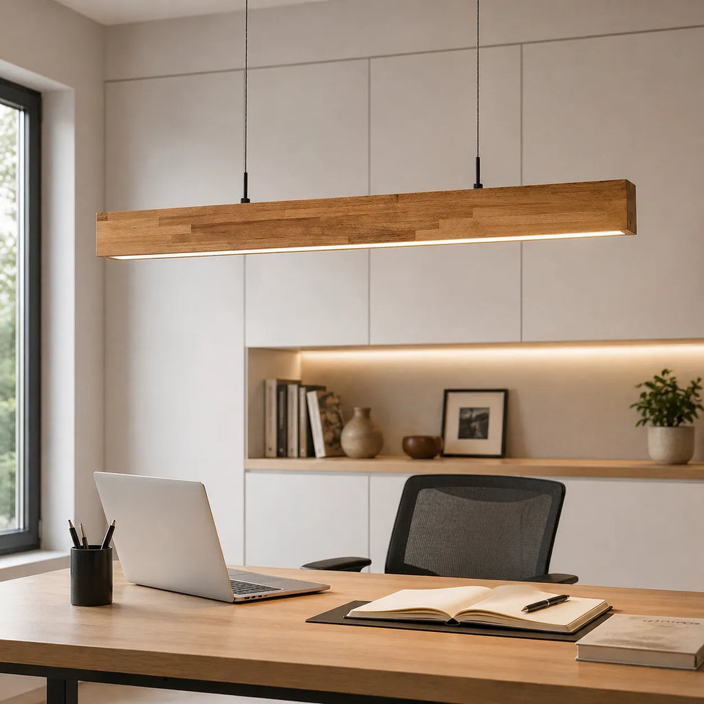 Leonie Minimalist Wood Linear Dimmable LED Pendant Light