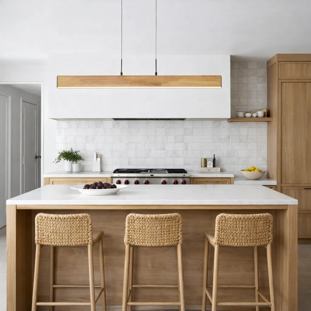 Leonie Minimalist Wood Linear Dimmable LED Pendant Light
