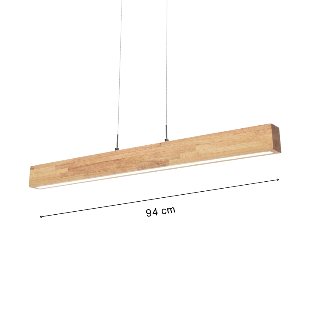 Sleek Linear LED Pendant with Natural Wood Accent