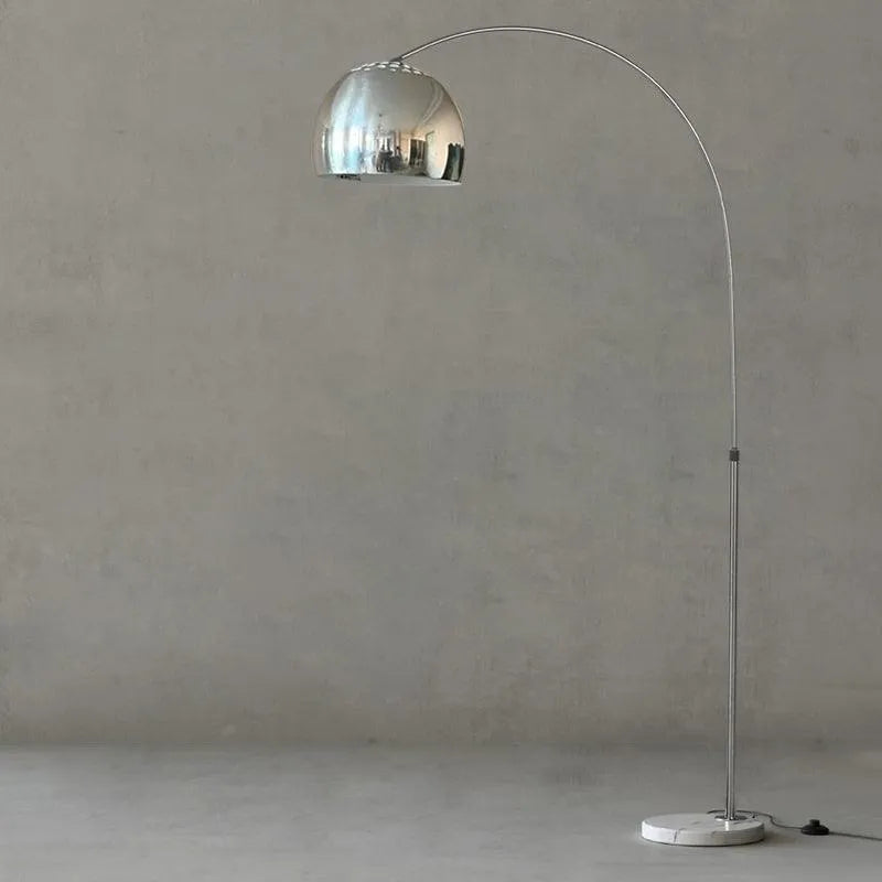 Sneedville Modern Arched Marble & Steel Floor Lamp