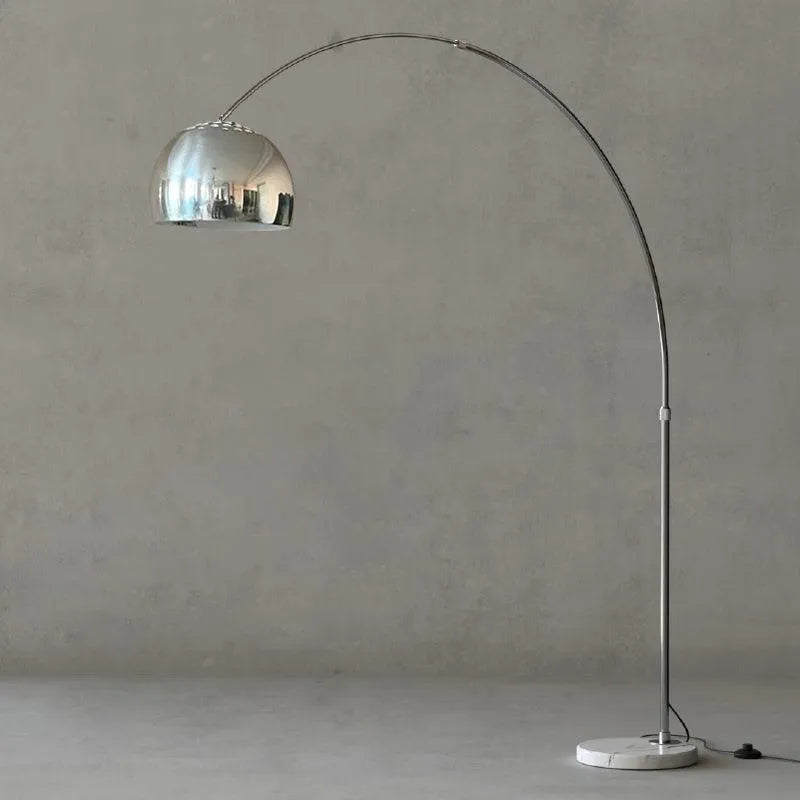 Sneedville Modern Arched Marble & Steel Floor Lamp