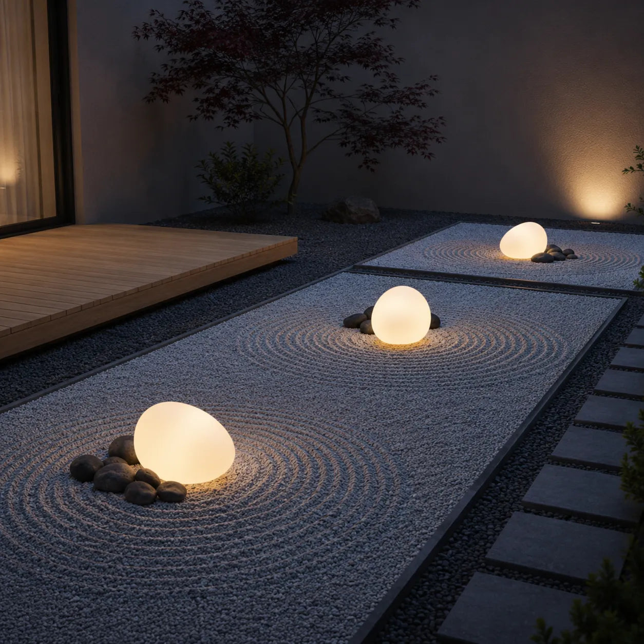Solar Pebble Stone LED Garden Pathway Light