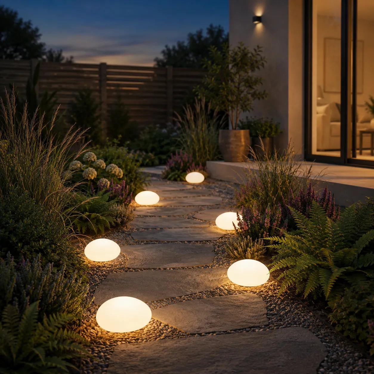 Solar Pebble Stone LED Garden Pathway Light