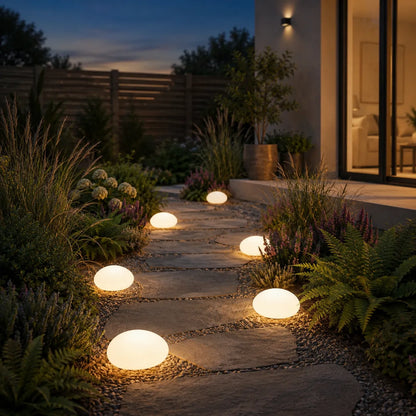 Solar Pebble Stone LED Garden Pathway Light