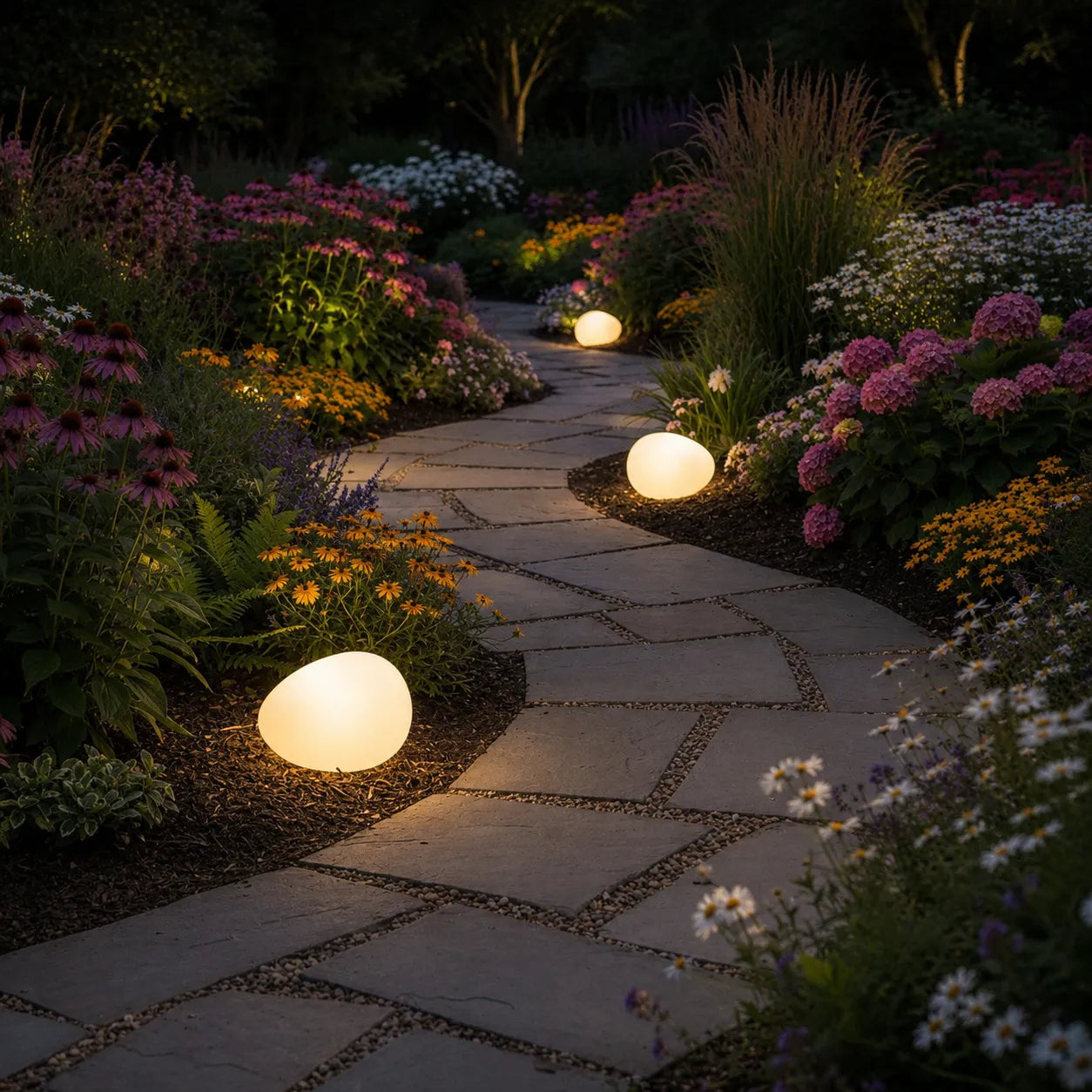 Solar Pebble Stone LED Garden Pathway Light