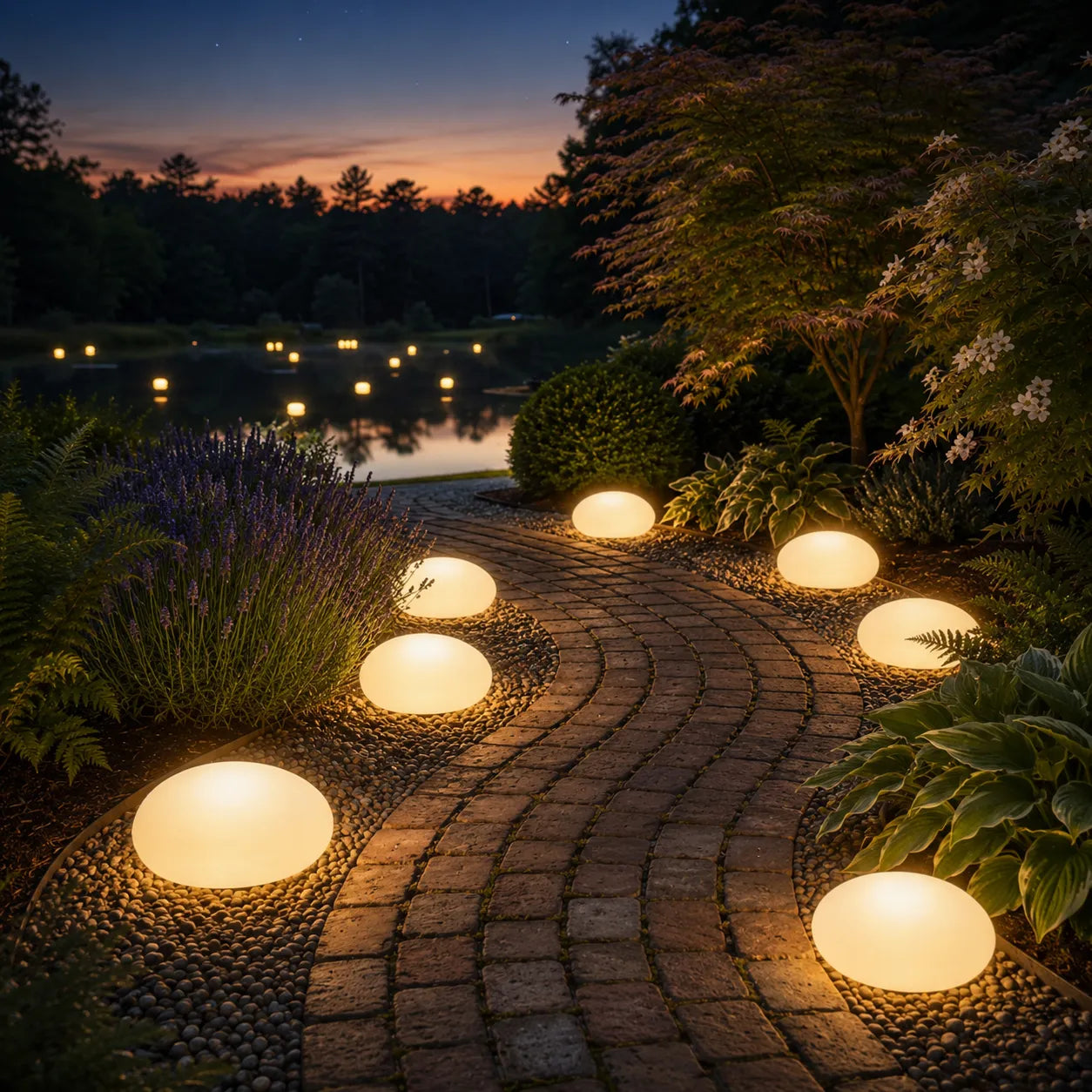Solar Pebble Stone LED Garden Pathway Light