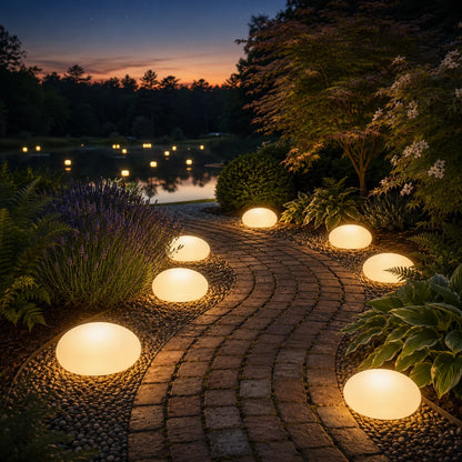 Solar Pebble Stone LED Garden Pathway Light