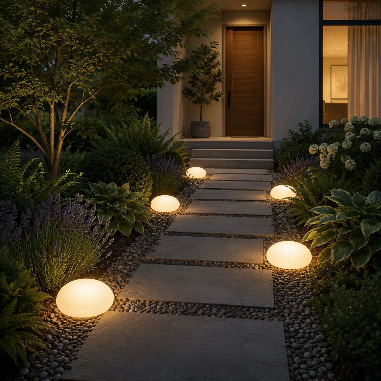 Solar Pebble Stone LED Garden Pathway Light