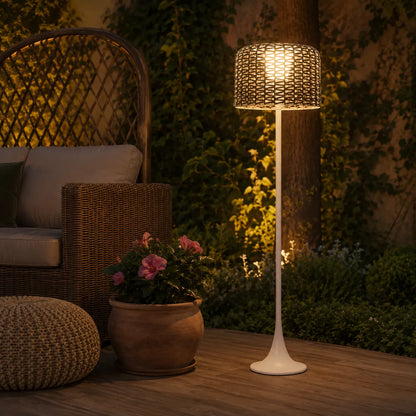 Solar Rattan LED Outdoor Floor Lamp