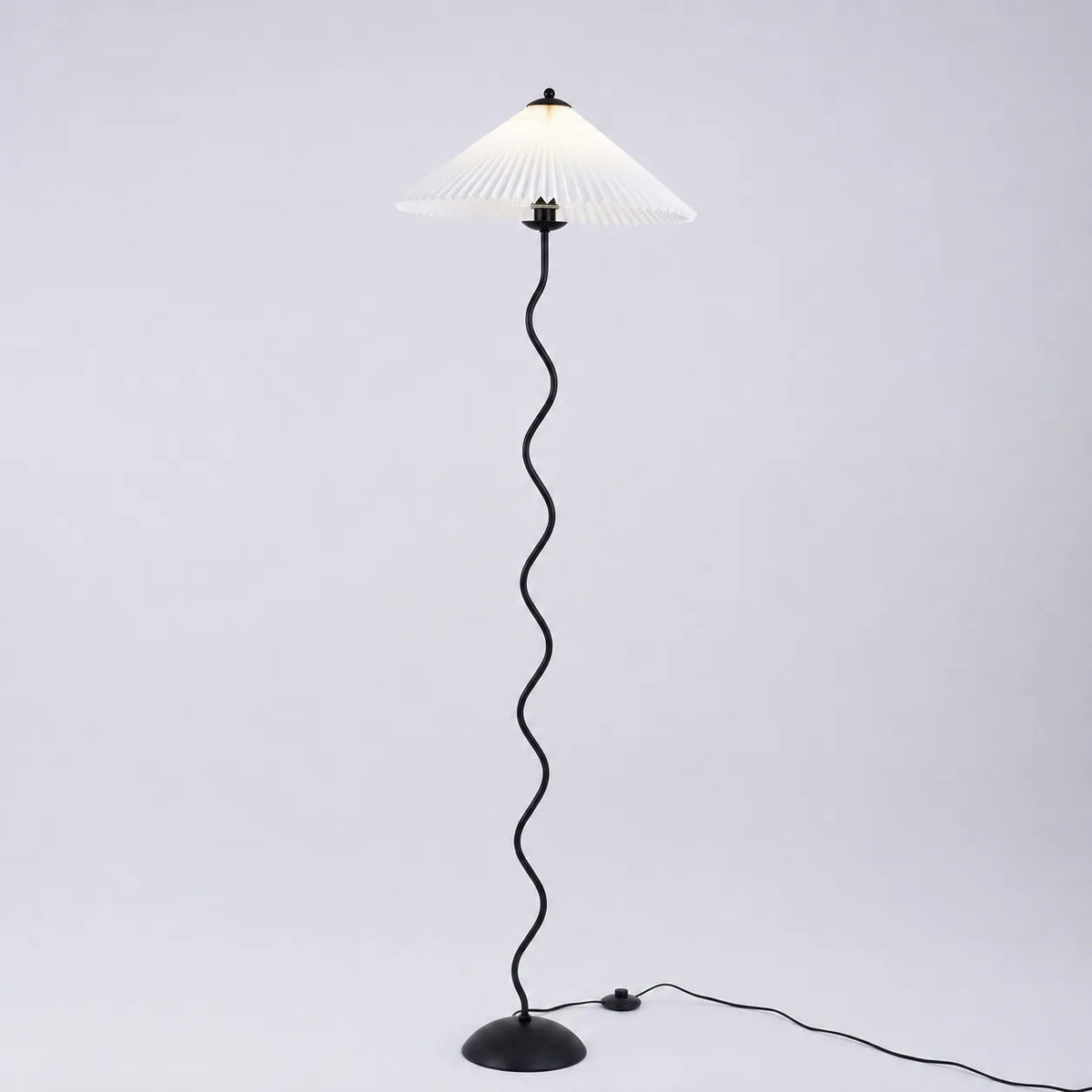 Odette Modern Squiggle Metal & Fabric Floor Lamp