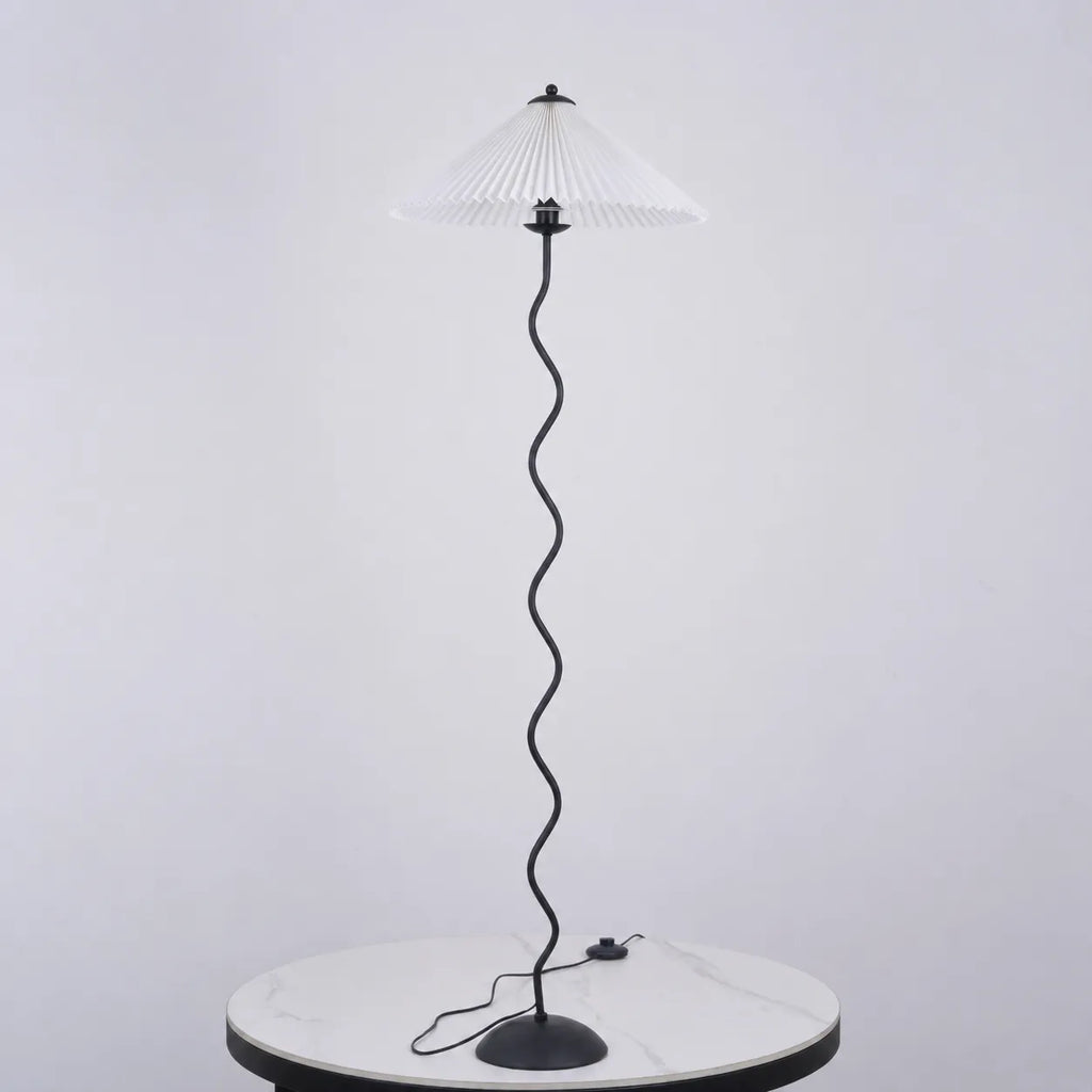 Odette Modern Squiggle Metal & Fabric Floor Lamp