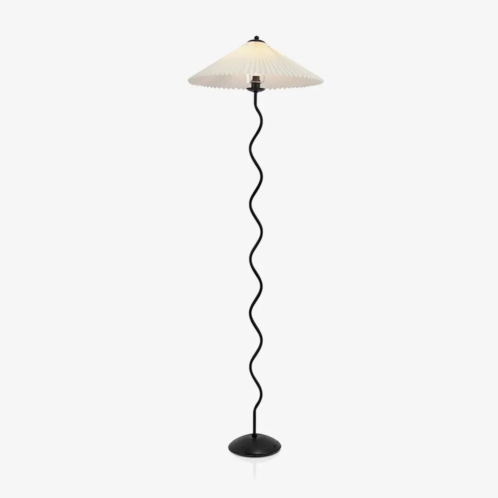 Odette Modern Squiggle Metal & Fabric Floor Lamp