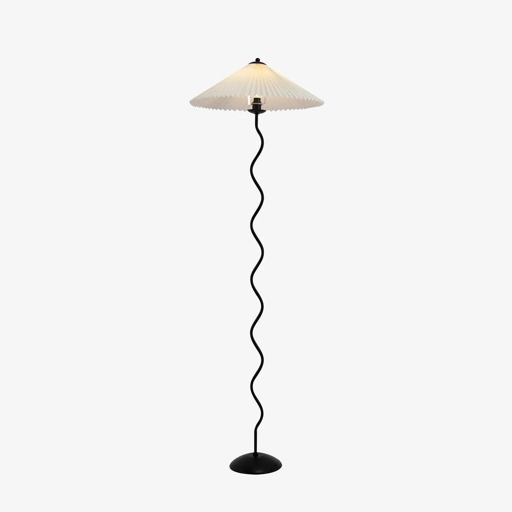 Odette Modern Squiggle Metal & Fabric Floor Lamp