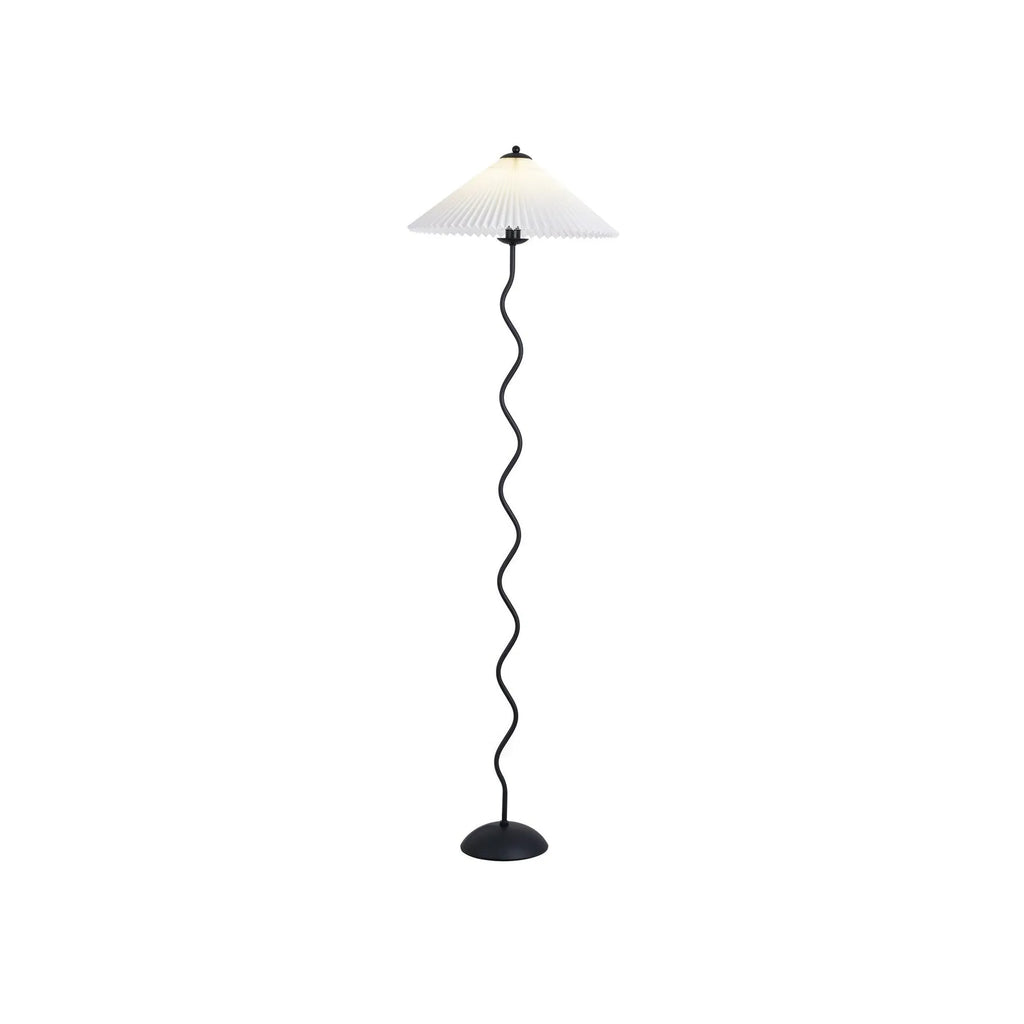 Odette Modern Squiggle Metal & Fabric Floor Lamp