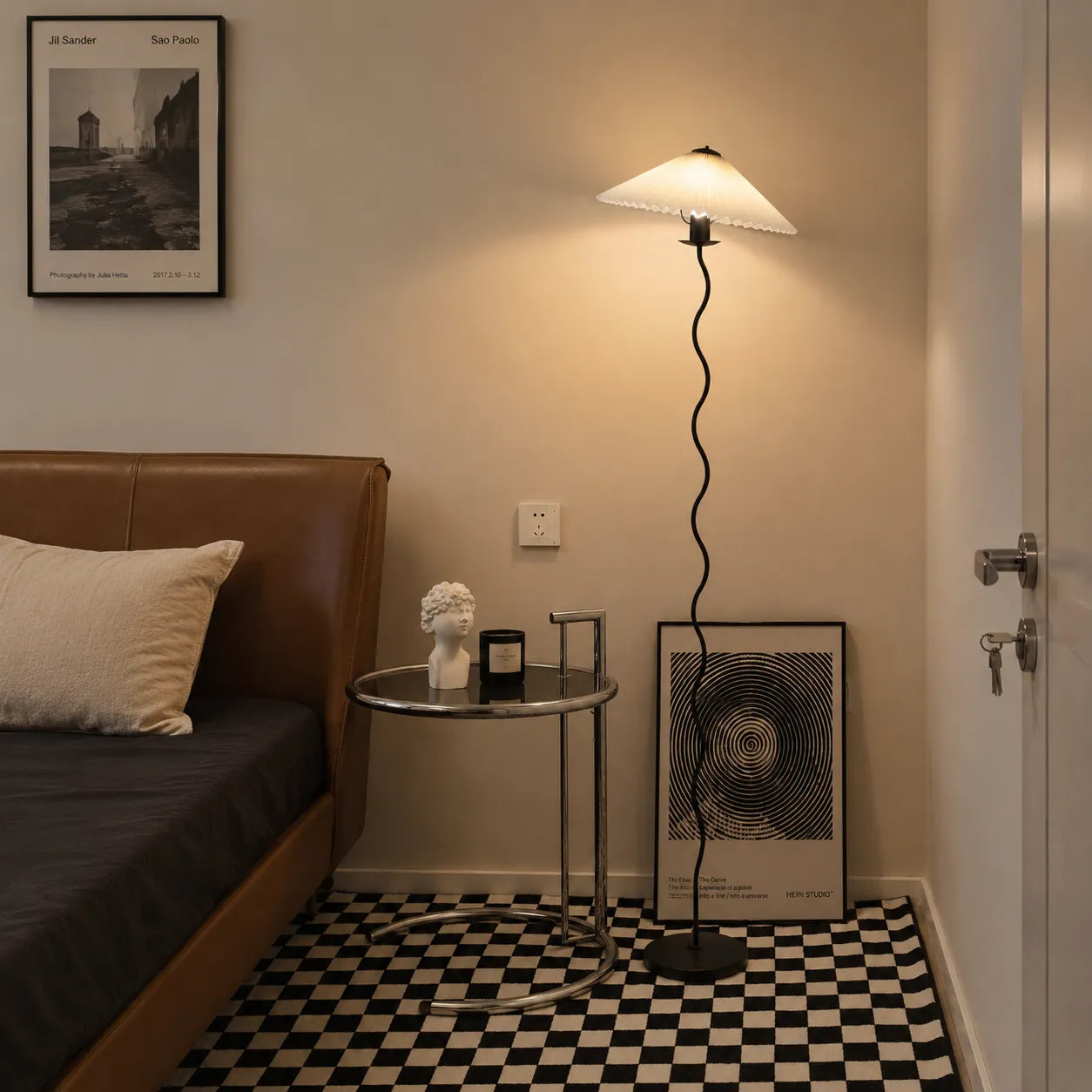 Squiggle Metal Fabric Floor Lamp