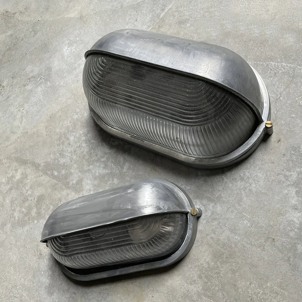 Strata Industrial Ribbed Glass Outdoor Bulkhead Wall Light