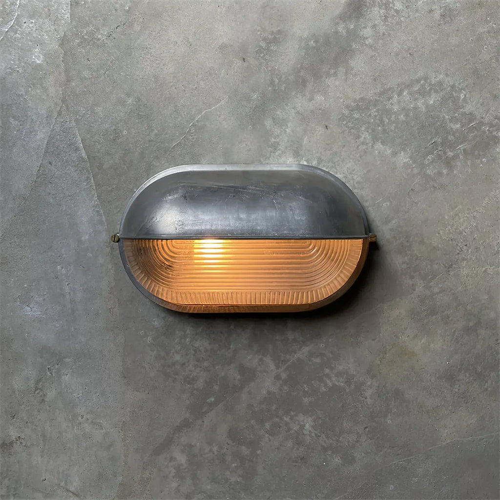 Strata Industrial Ribbed Glass Outdoor Bulkhead Wall Light