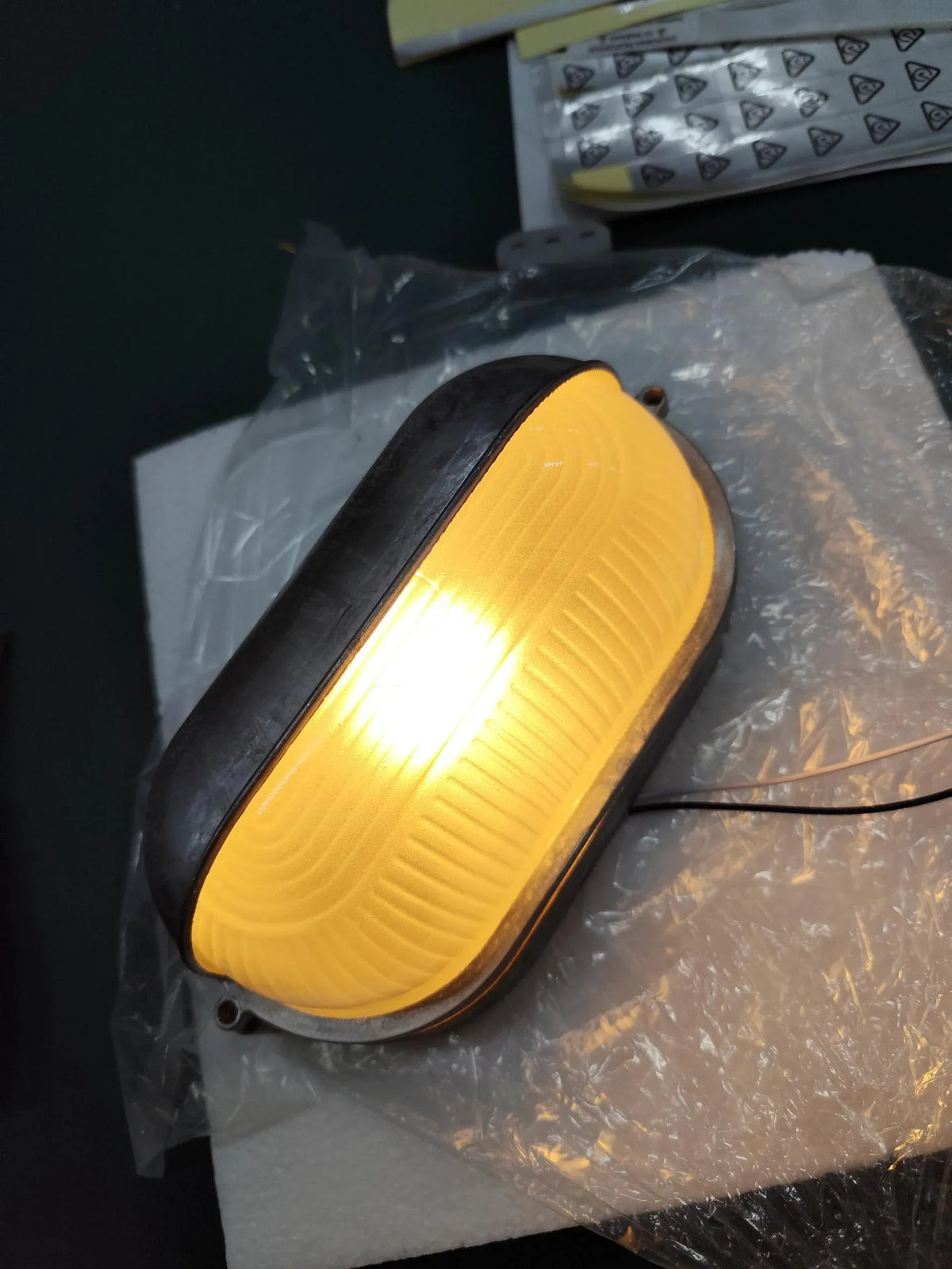 Strata Industrial Ribbed Glass Outdoor Bulkhead Wall Light