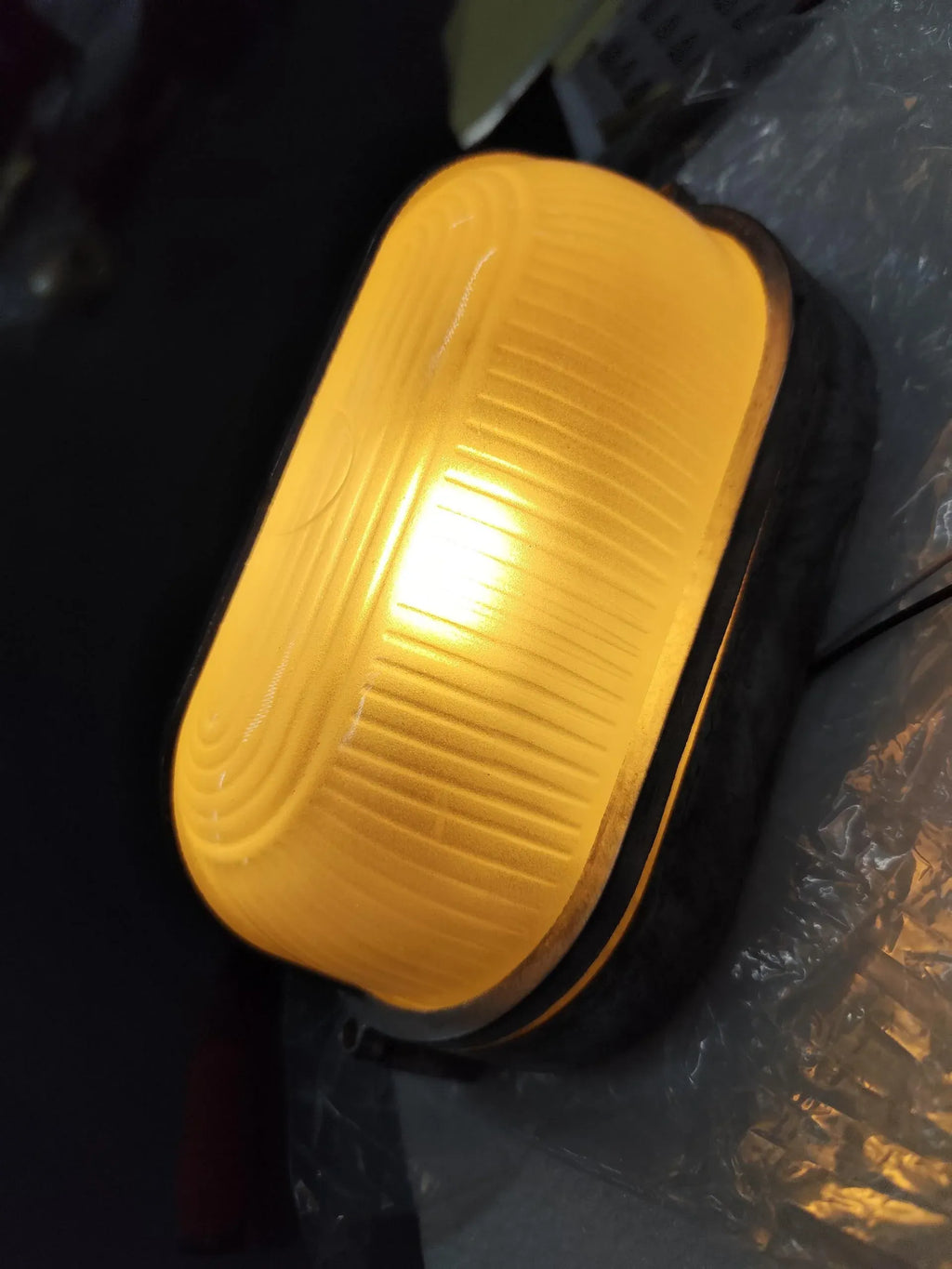 Strata Industrial Ribbed Glass Outdoor Bulkhead Wall Light