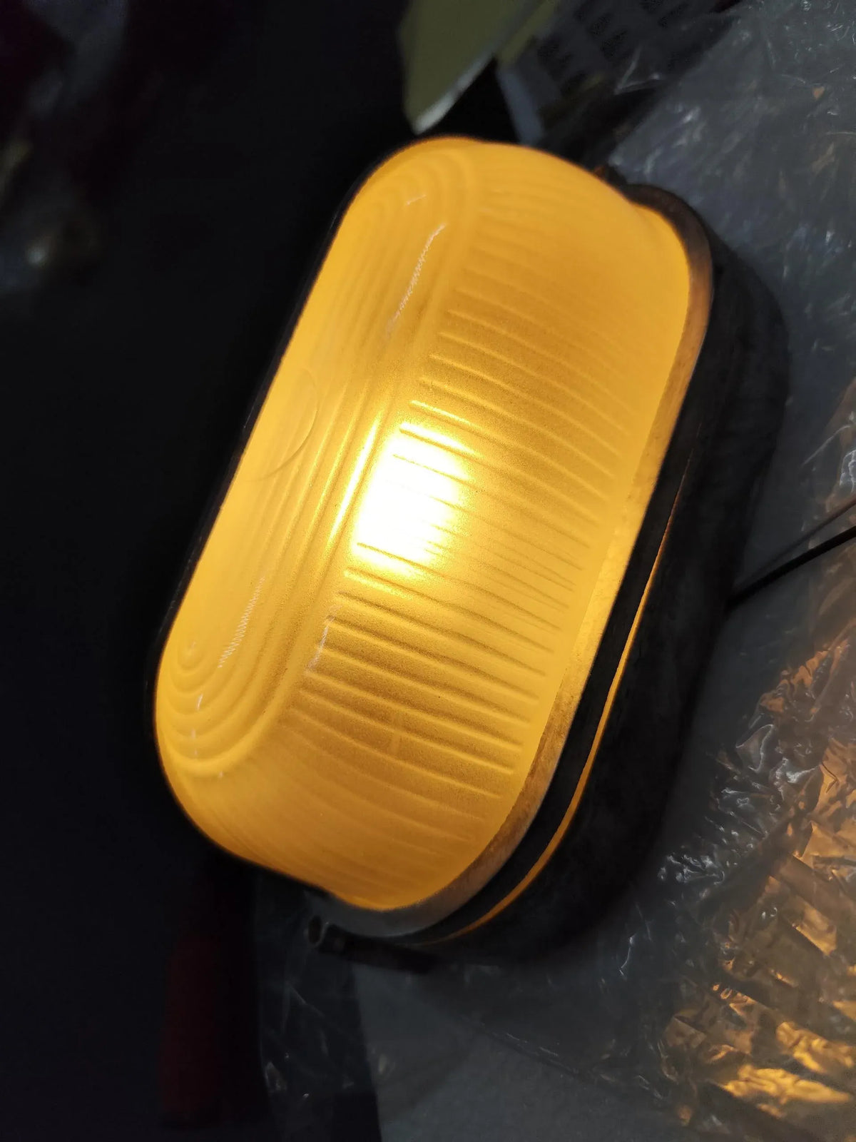 Strata Industrial Ribbed Glass Outdoor Bulkhead Wall Light
