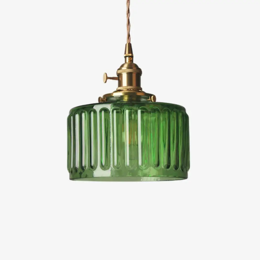 Tonic Vintage Ribbed Glass & Brass Pendant Light