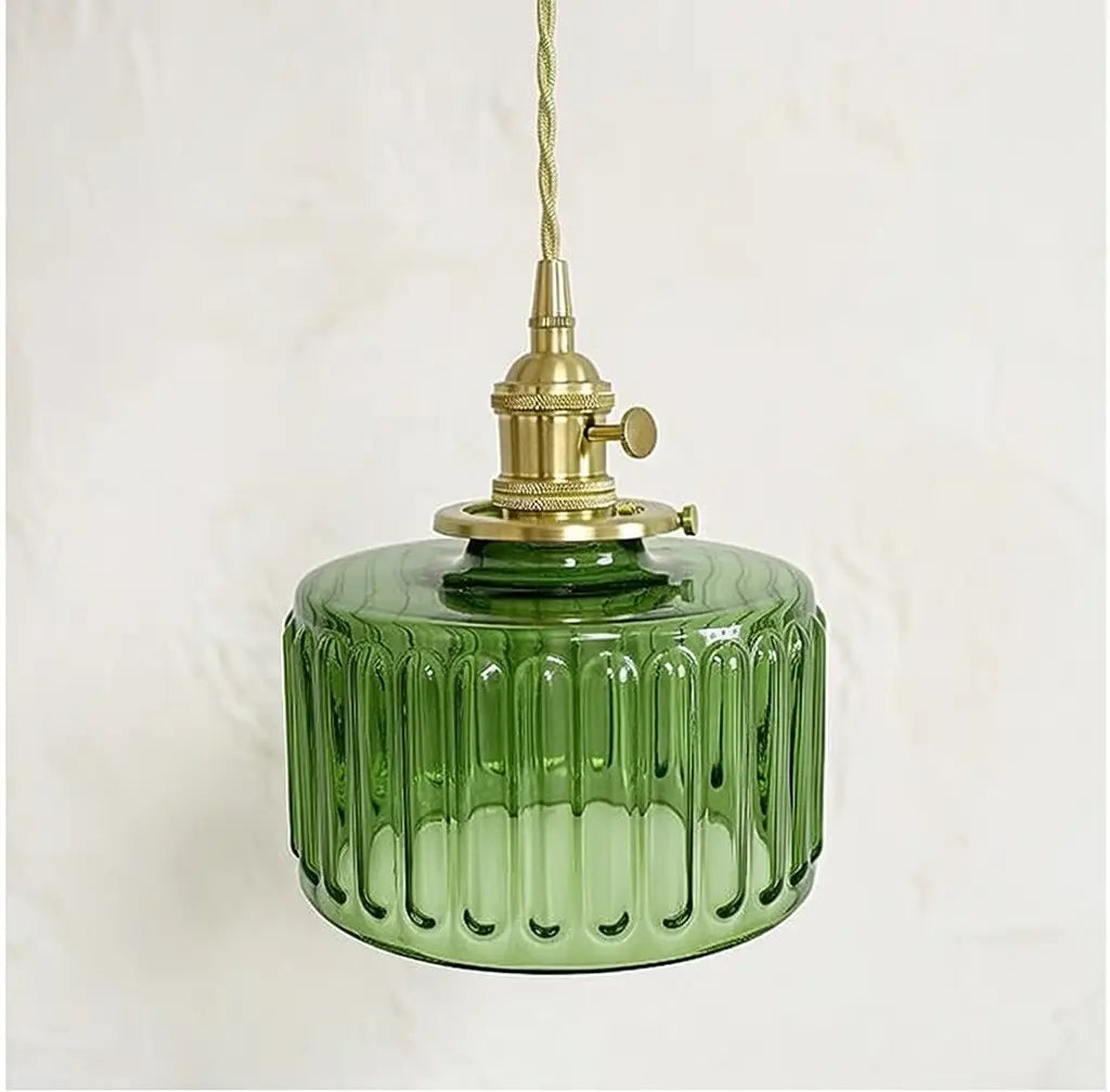 Tonic Vintage Ribbed Glass & Brass Pendant Light