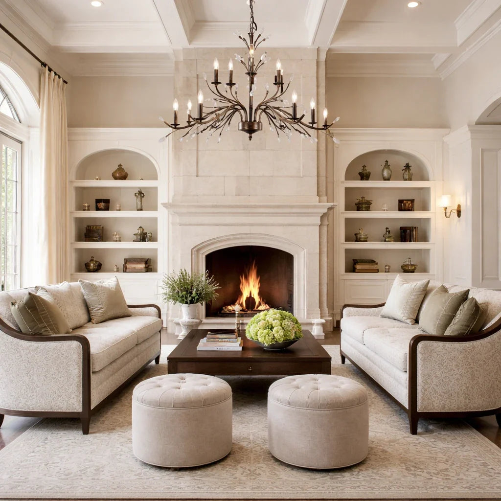 Traditional French Candle Chandelier with Crystal Accents