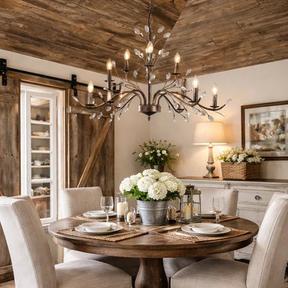 Traditional French Candle Chandelier with Crystal Accents