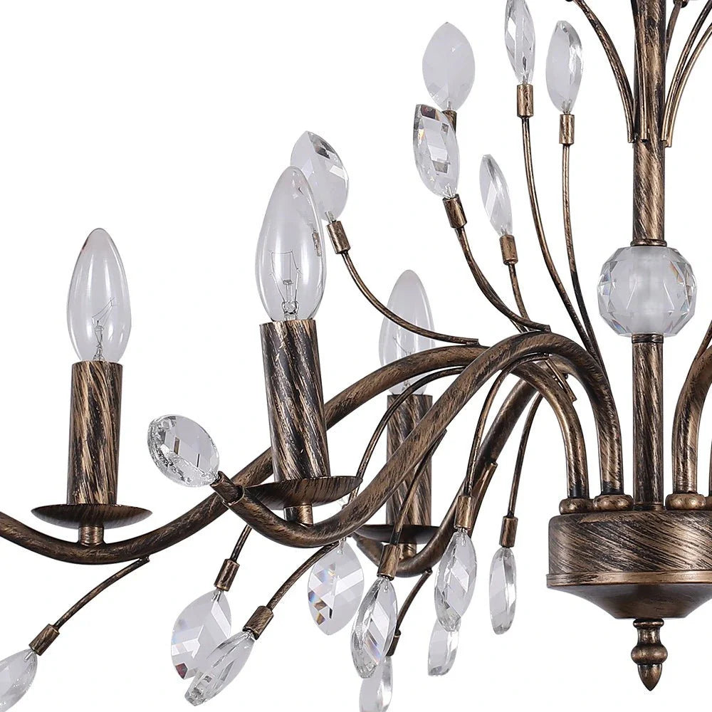 Traditional French Candle Chandelier with Crystal Accents