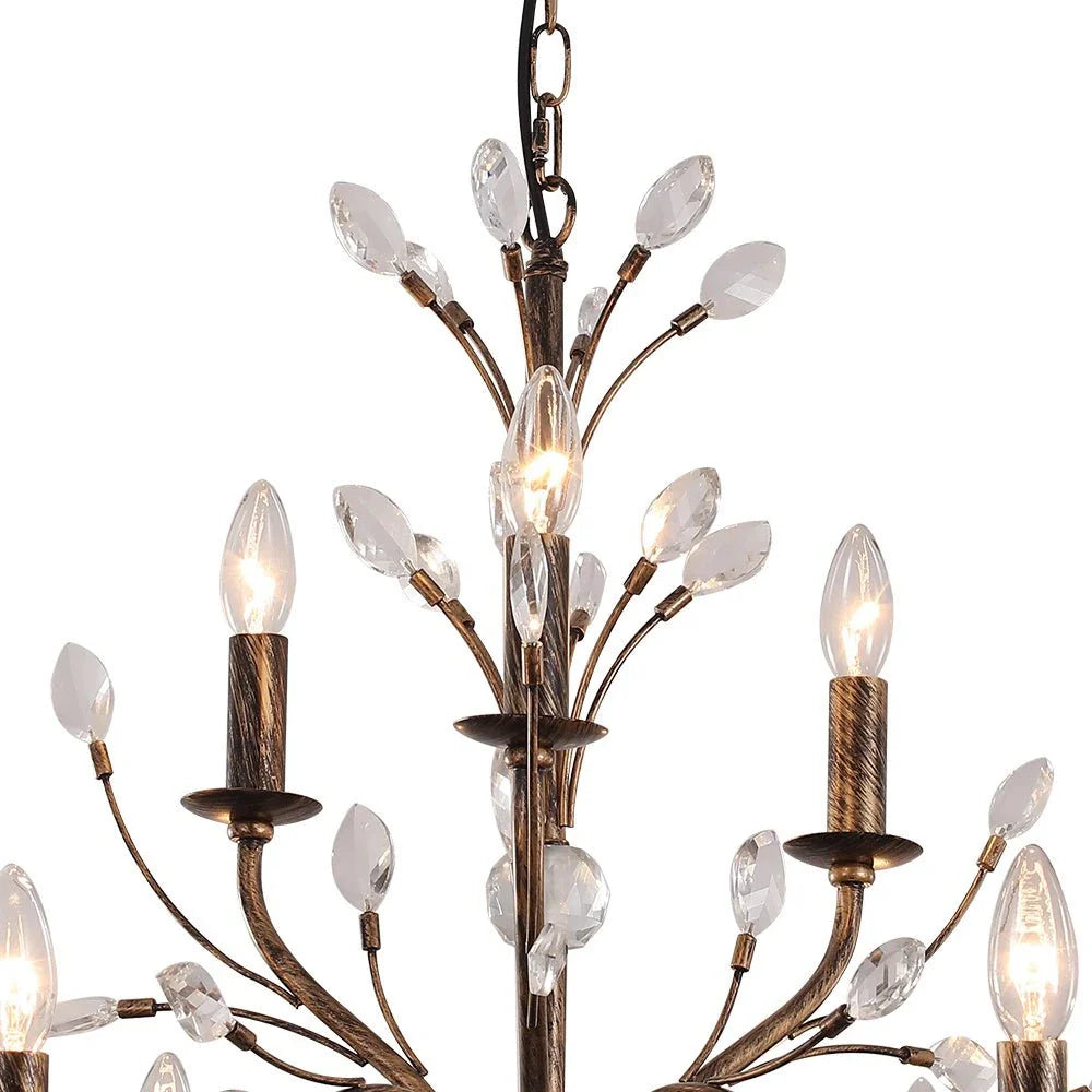 Traditional French Candle Chandelier with Crystal Accents