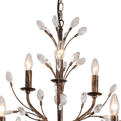 Traditional French Candle Chandelier with Crystal Accents