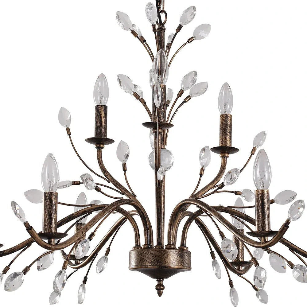 Traditional French Candle Chandelier with Crystal Accents
