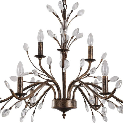 Traditional French Candle Chandelier with Crystal Accents