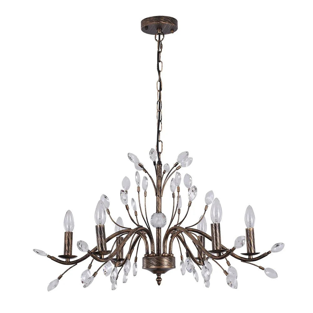 Traditional French Candle Chandelier with Crystal Accents