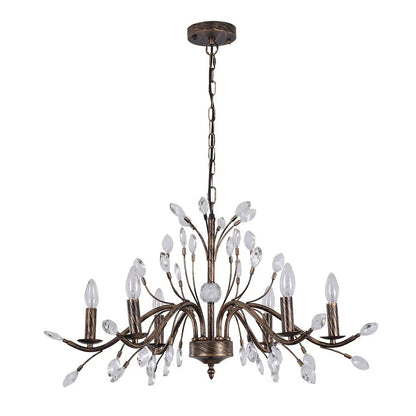 Traditional French Candle Chandelier with Crystal Accents
