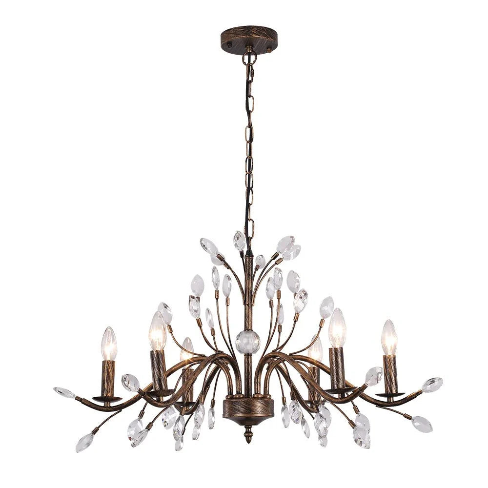 Traditional French Candle Chandelier with Crystal Accents