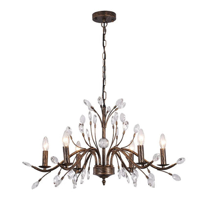 Traditional French Candle Chandelier with Crystal Accents