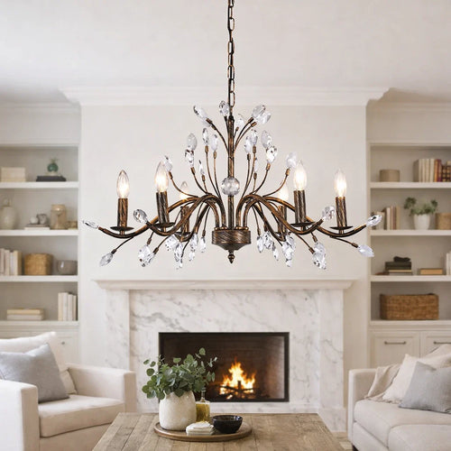 Traditional French Candle Chandelier with Crystal Accents