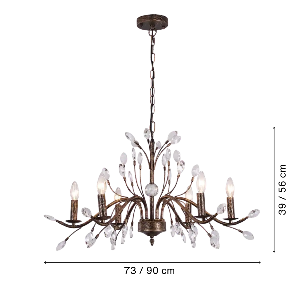 Traditional French Candle Chandelier with Crystal Accents