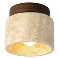 Marina Minimalist Travertine Cylinder Flush Mount Ceiling Light