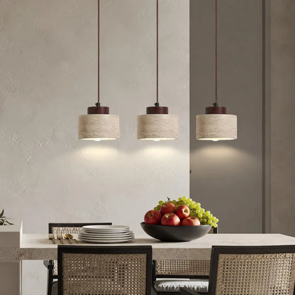 Oliven Travertine Cylinder Pendant Light