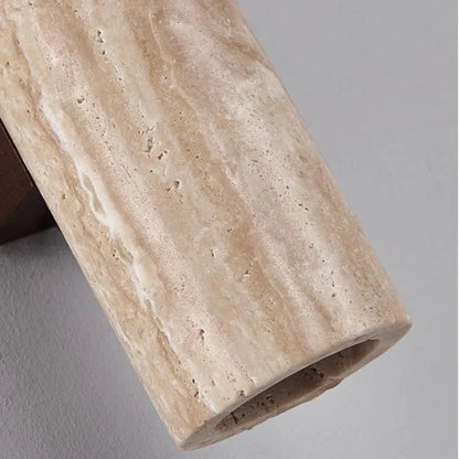 Travertine Cylinder Wall Light with Clean Profile