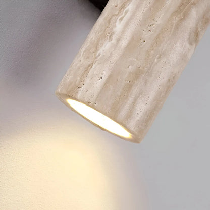 Travertine Cylinder Wall Light with Clean Profile