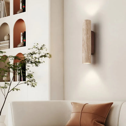 Travertine Cylinder Wall Light with Clean Profile