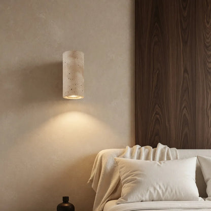 Travertine Cylinder Wall Light with Clean Profile