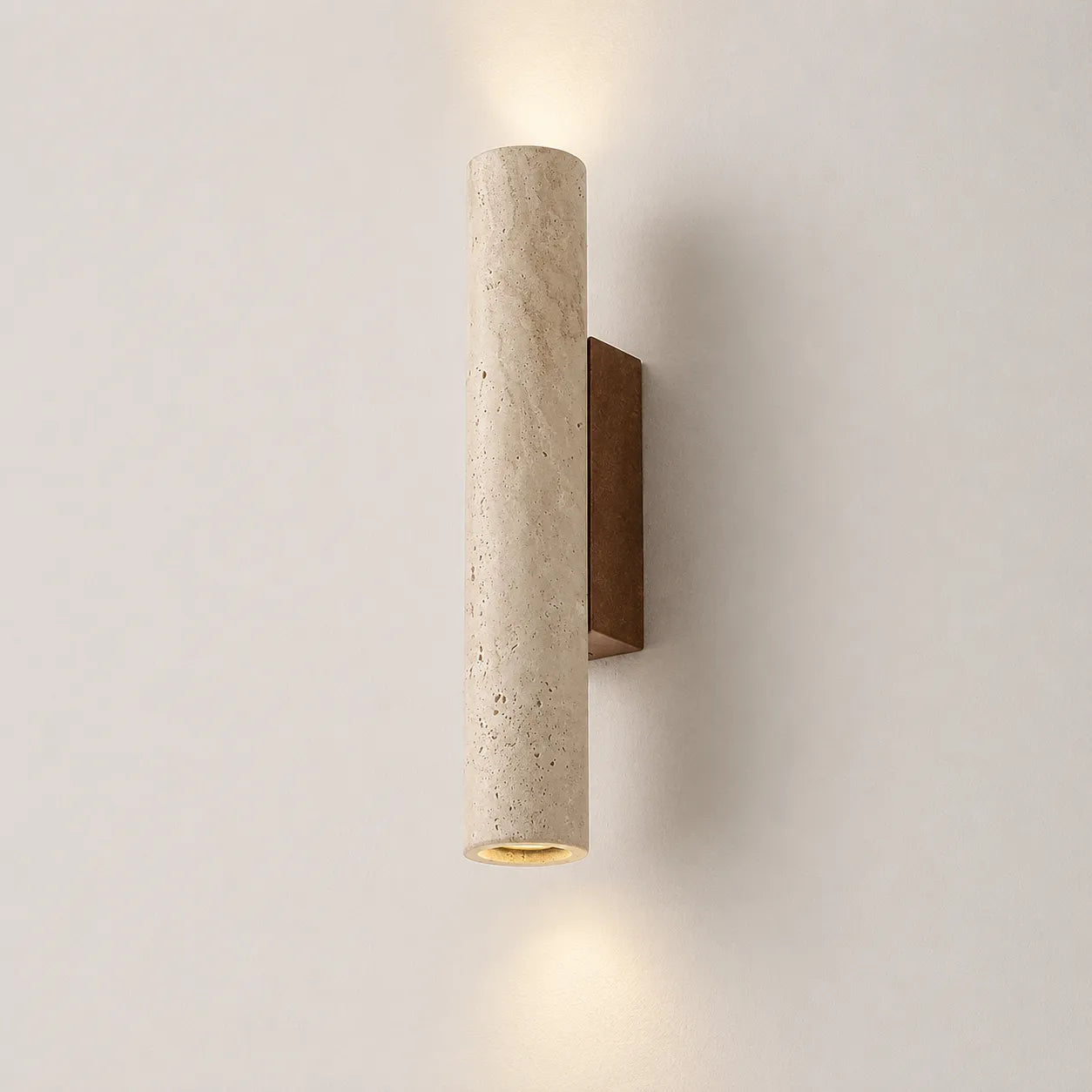 Travertine Cylinder Wall Light with Clean Profile