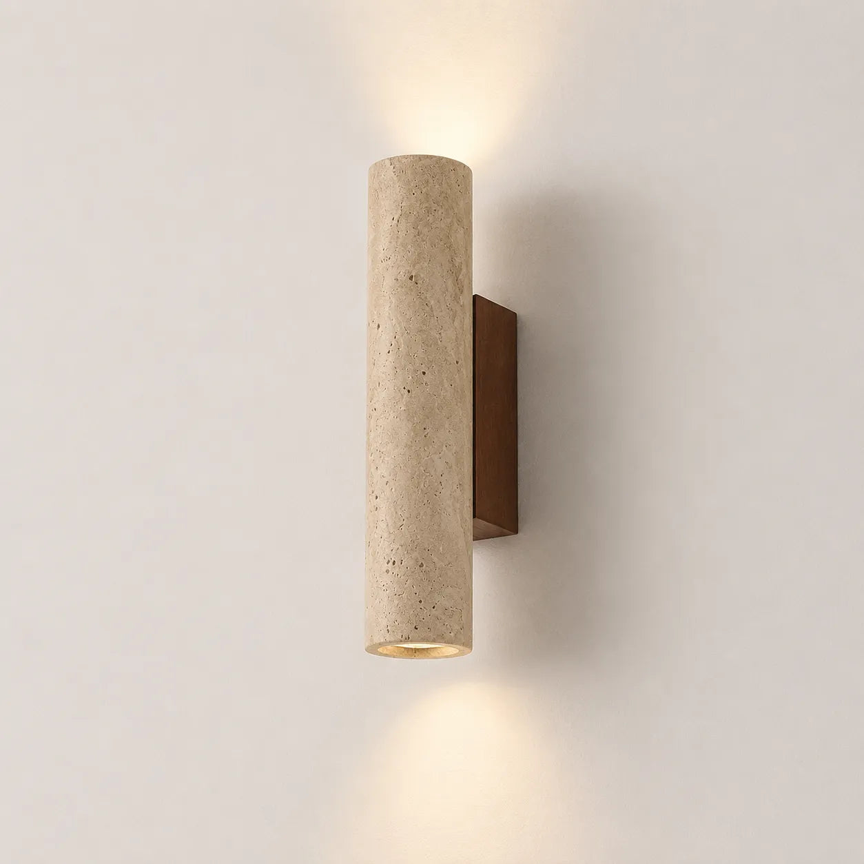 Travertine Cylinder Wall Light with Clean Profile