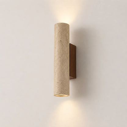Travertine Cylinder Wall Light with Clean Profile